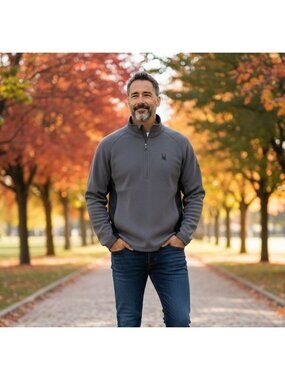 Spyder Men's Large Gray & Black Boundless Outbound Half-Zip Pullover Sweater